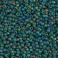 Miyuki rocailles Perlen 11/0 - Matted transparent dark emerald ab 11-156FR